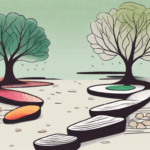 A path with stepping stones leading towards a vibrant