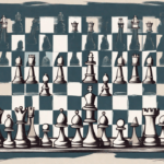 A chessboard with chess pieces strategically positioned