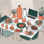A festive office environment with elements like a yoga mat