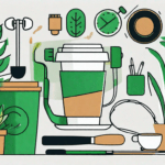 Various symbolic items like a coffee cup