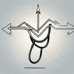 A stethoscope intertwined with a rising arrow