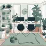A thriving office environment filled with wellness elements like yoga mats