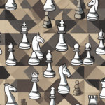 A chessboard with various pieces strategically placed