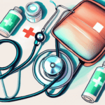 A stethoscope and a first aid kit