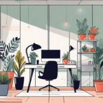 A vibrant office environment filled with wellness elements such as a yoga mat