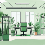 An office environment filled with green plants