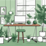 A serene office environment filled with green plants