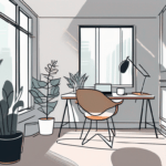 A serene workspace environment with elements like a plant