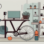 A workplace environment featuring different wellness elements such as a yoga mat