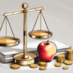 A balanced scale with a healthy apple on one side and a stack of gold coins on the other