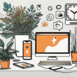 A workplace desk with a smartphone