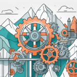 A vibrant gear mechanism with various obstacles like walls
