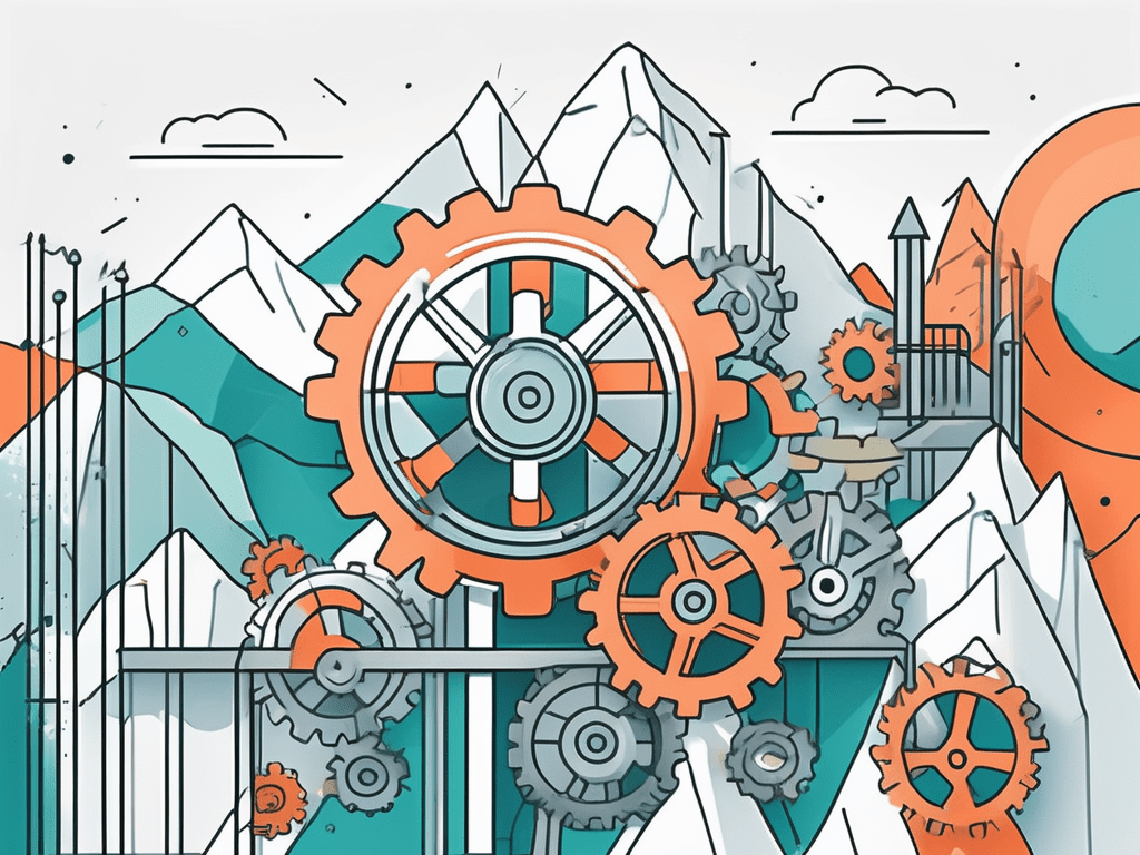 A vibrant gear mechanism with various obstacles like walls