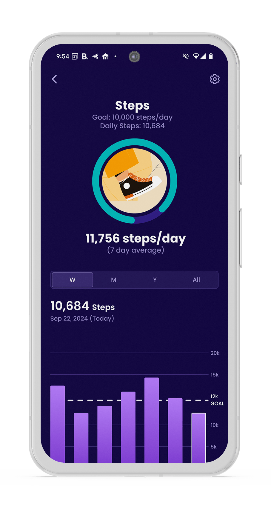 BY-Step_Goals_Weekly_Details-Google_Pixel_8A_Phone_Mockup Track your goals automatically with the BetterYou app
