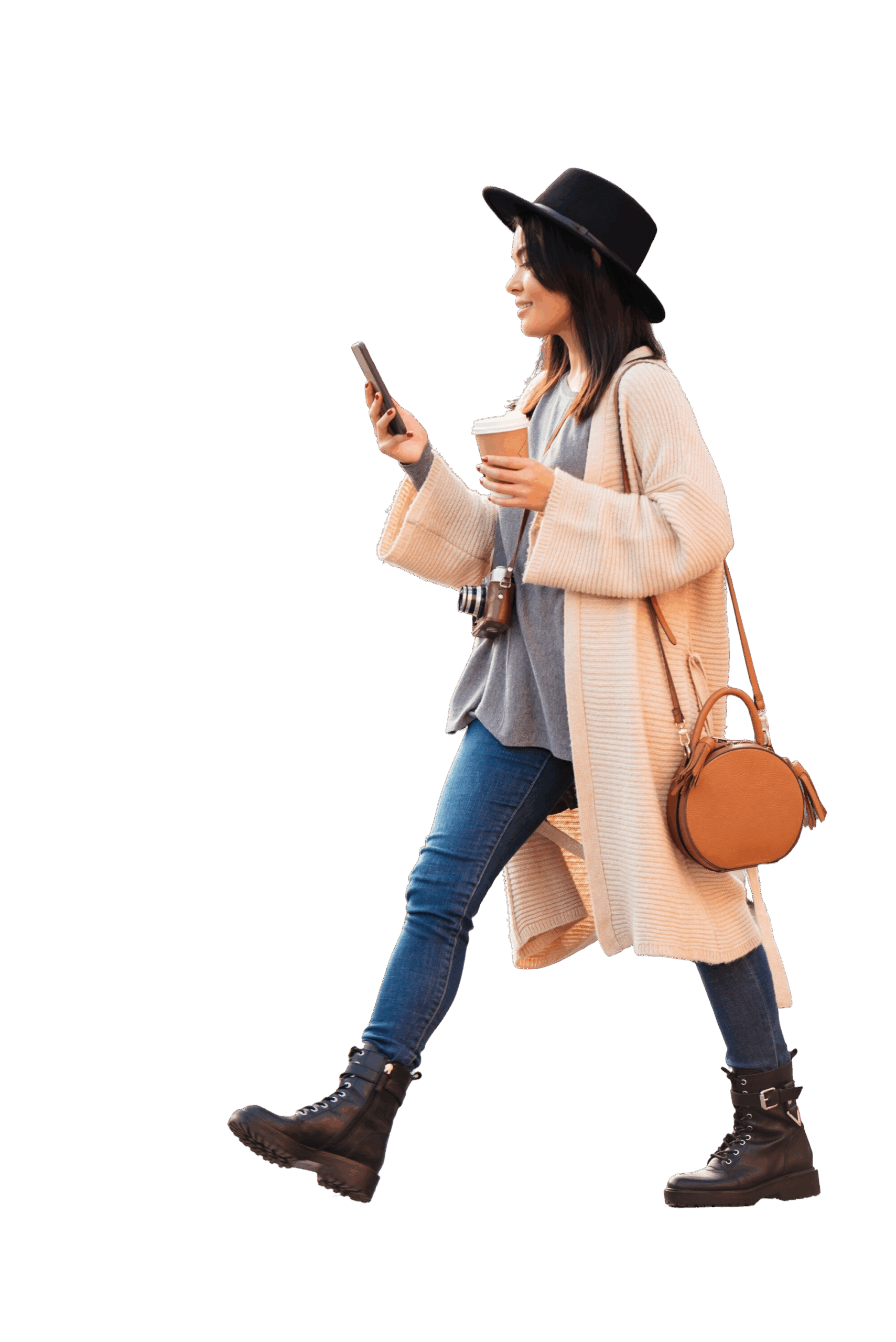 Modern Asian woman using smartphone to check her step count